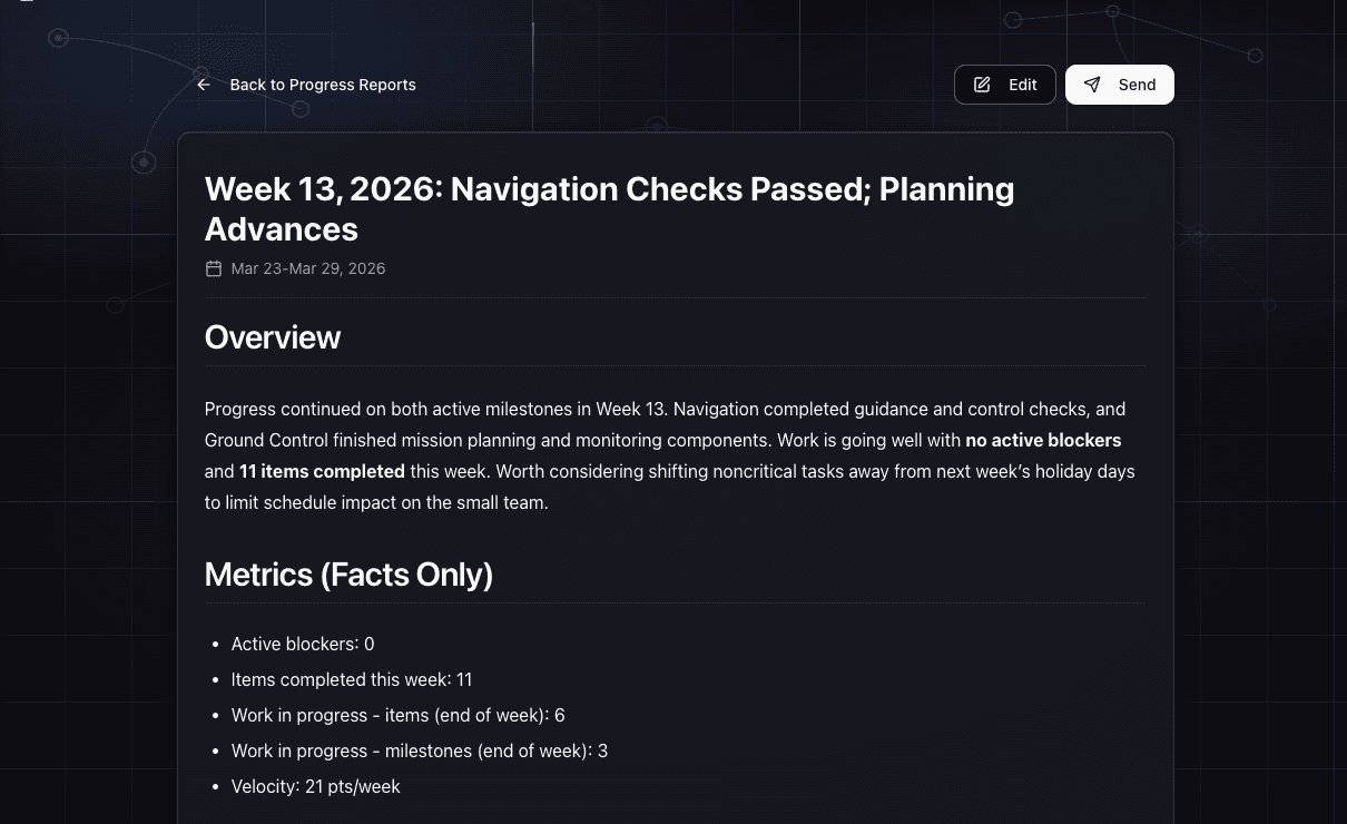 Introducing Automated Weekly Updates: Your Team's Work, Translated for Leadership